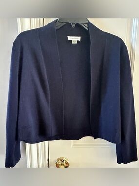 NWOT Calvin Klein Women's Navy Open-Front Cropped Cardigan